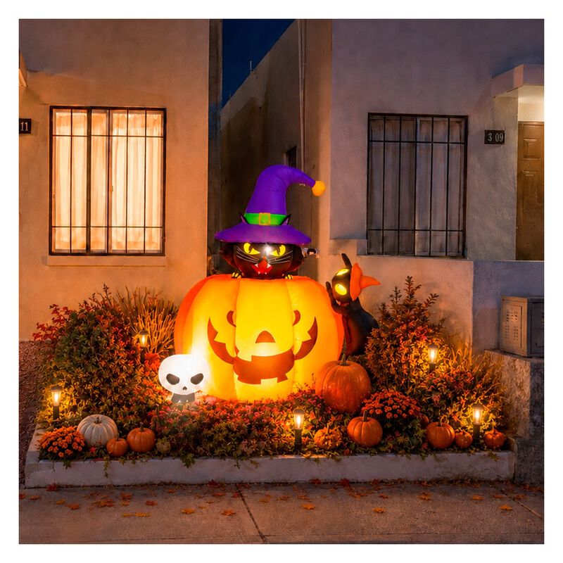 Inflable Halloween Calabaza Gato Negro Brujo 1.... image number null