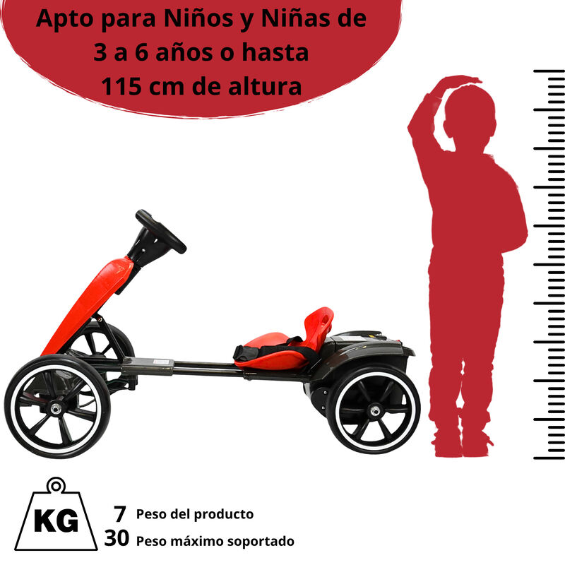 Montable Electrico para Ni&ntilde;os Go Kart Luz Sonid... image number null