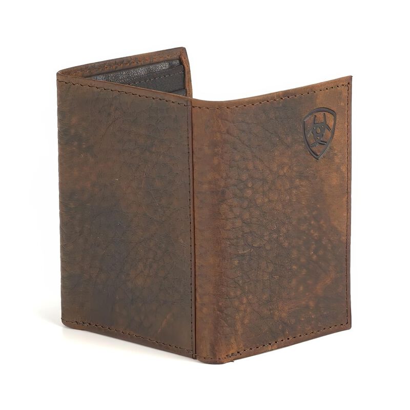 Cartera Ariat Tr&iacute;ptica De Cuero Marr&oacute;n Con Logo... image number null