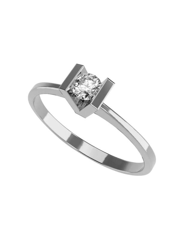 Anillo de Compromiso en Oro Blanco 14K con Circ... image number null