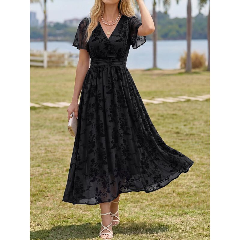 Vestido Lillusory Cruzado Floral con Bolsillos ... image number null