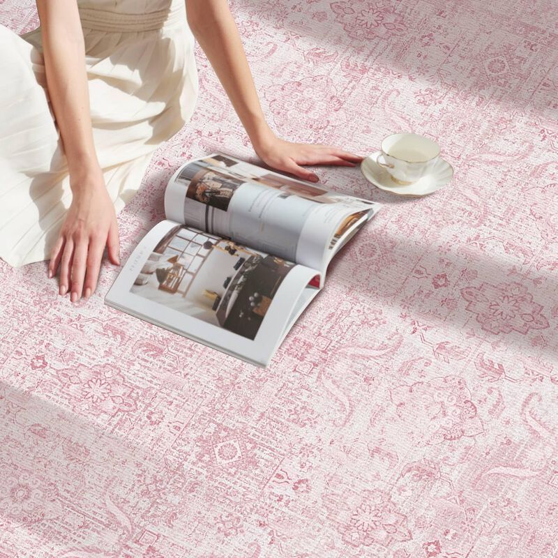 Alfombra De &Aacute;rea Rugxara 244x152 cm Rosa Lavabl... image number null