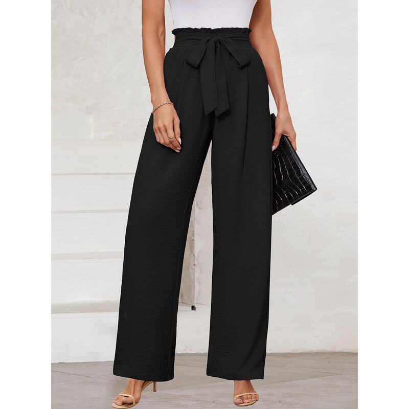 Pantalones Korsis De Pierna Ancha Mujer Negro T... image number null