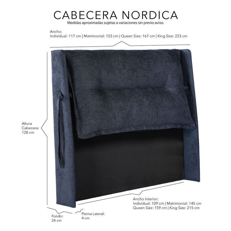 Cabecera Matrimonial Dicasa Nordica Indigo image number null
