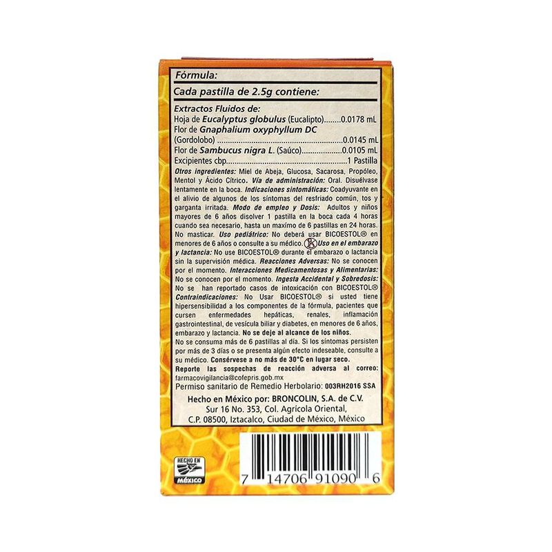 Broncolin Bicoestol Naranja - 16 Pastillas image number null