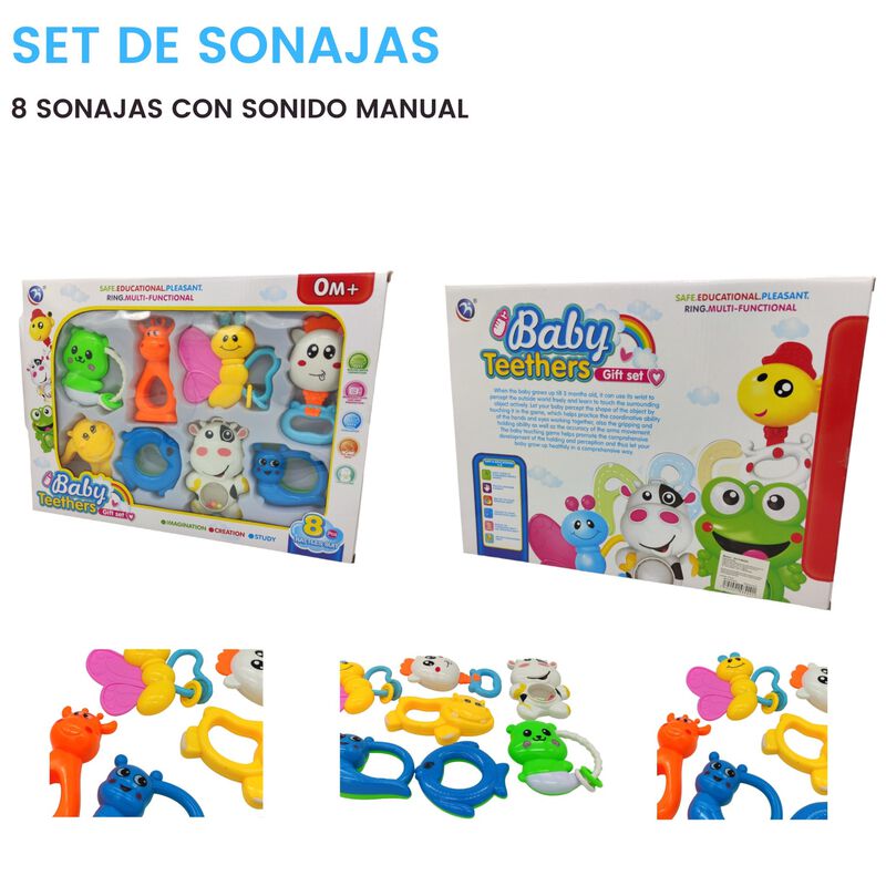 Set 8 Sonajas Sensoriales Para Beb&eacute; Estimulaci&oacute;... image number null