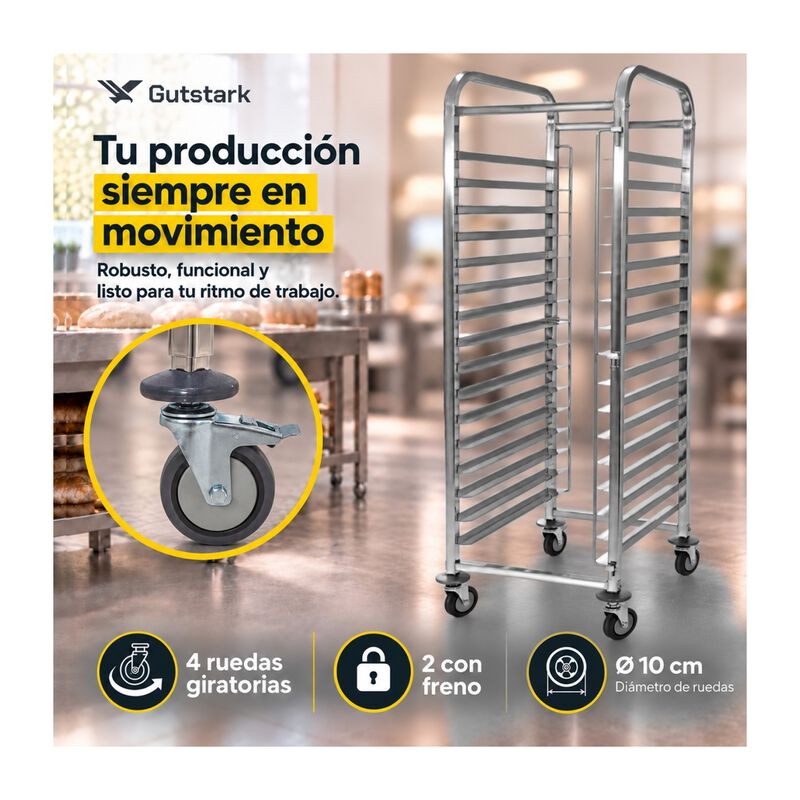 Rack Espiguero 16 Niveles 96kg Ss201 Ruedas Fre... image number null