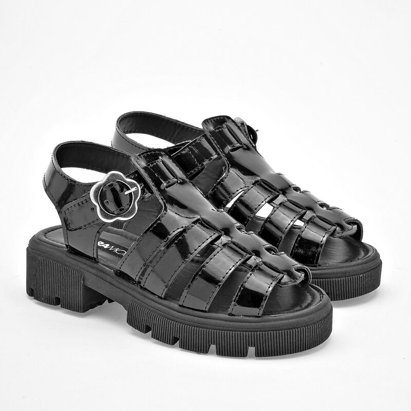 Moramora Sandalia para niña negro charol image number null