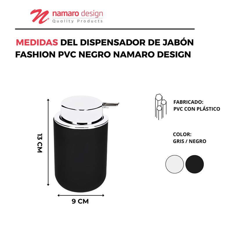 Dispensador De Jab&oacute;n Fashion PVC Negro Namaro D... image number null