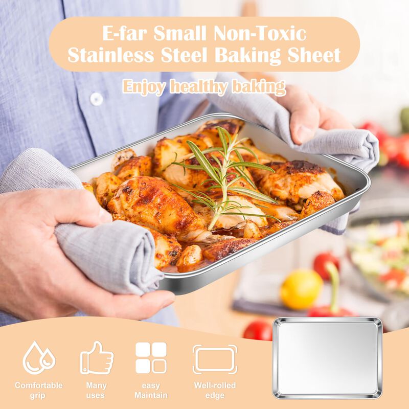 Bandejas para Hornear E-far 24x19 cm Acero Inox... image number null