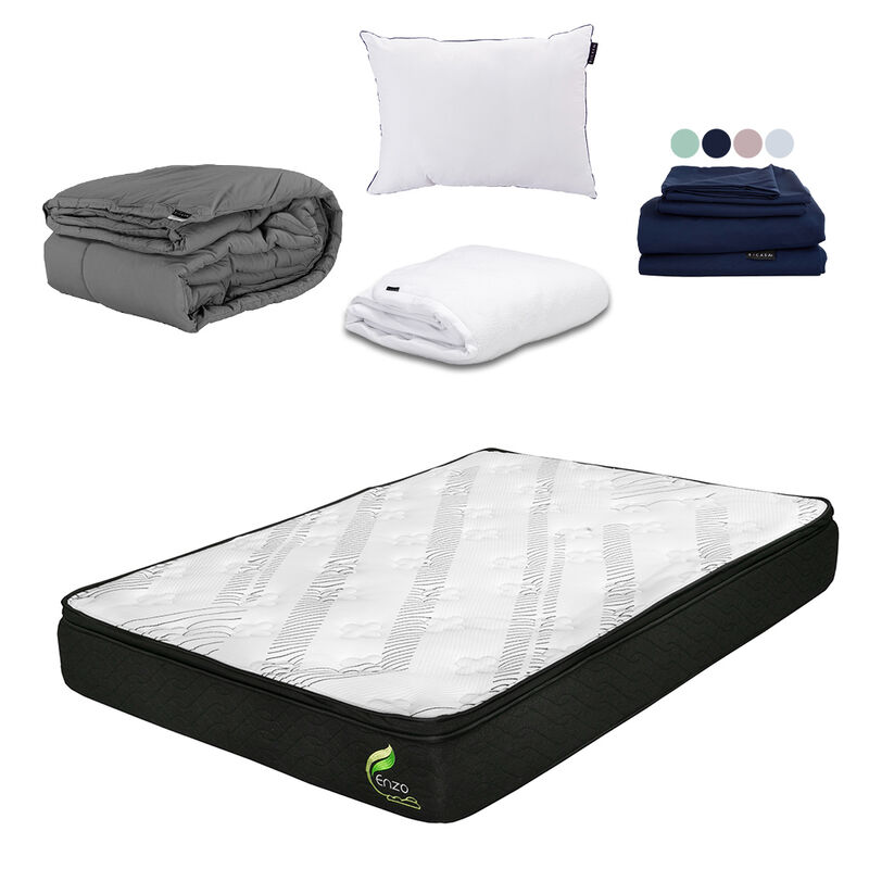 Colch&oacute;n Queen Size Enzo + Almohada One + Protec... image number null