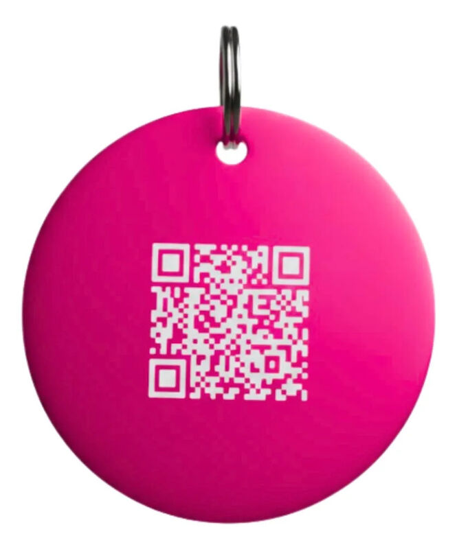 Placa Mascota Qriosa C&iacute;rculo Grande Fushia image number null