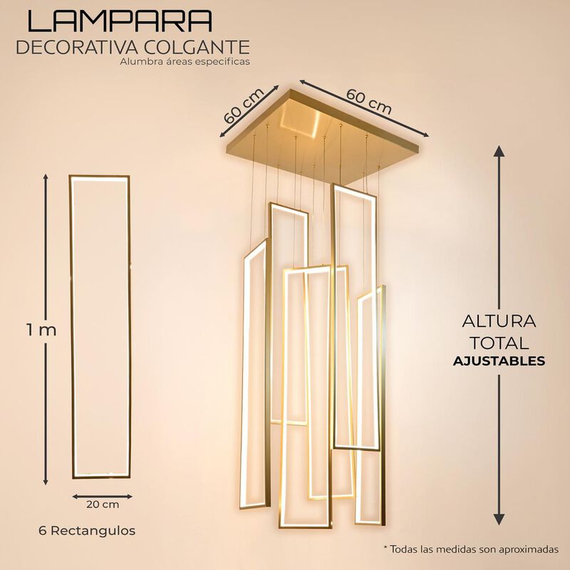 Lámpara Candil Colgante Rectangular 6 Doble Alt... image number null