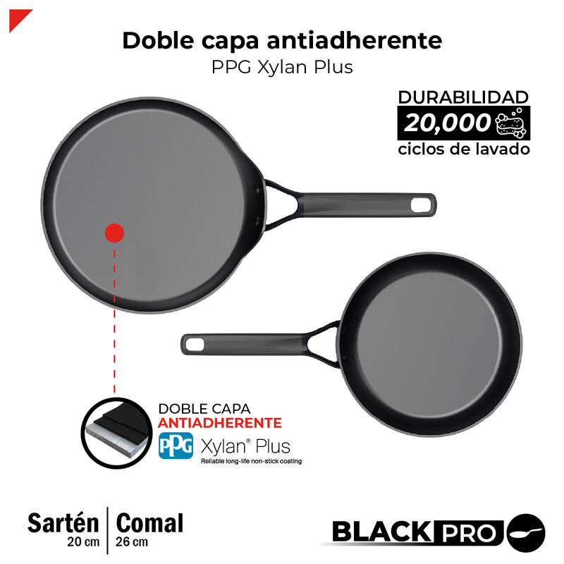 Set Sart&eacute;n 20 cm Y Comal 26 cm Aluminio Forjado... image number null