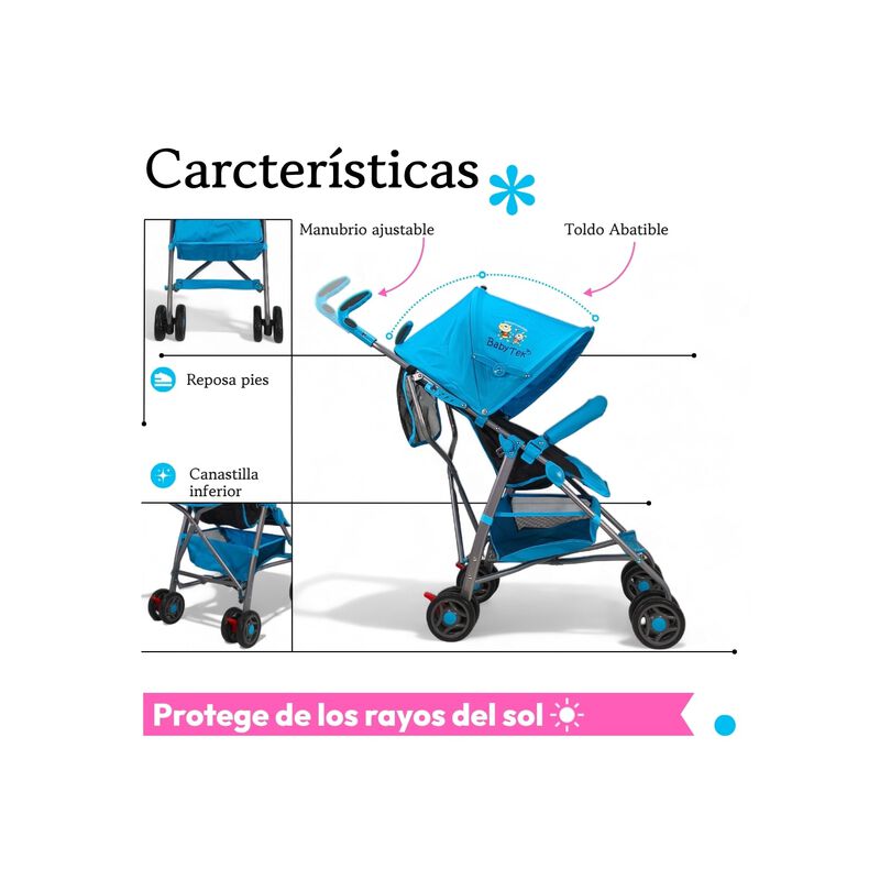 Carriola Para Beb&eacute; De Bast&oacute;n 502B Compacta, Ple... image number null