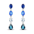 Aretes Plata 925 Con Piedras Azules