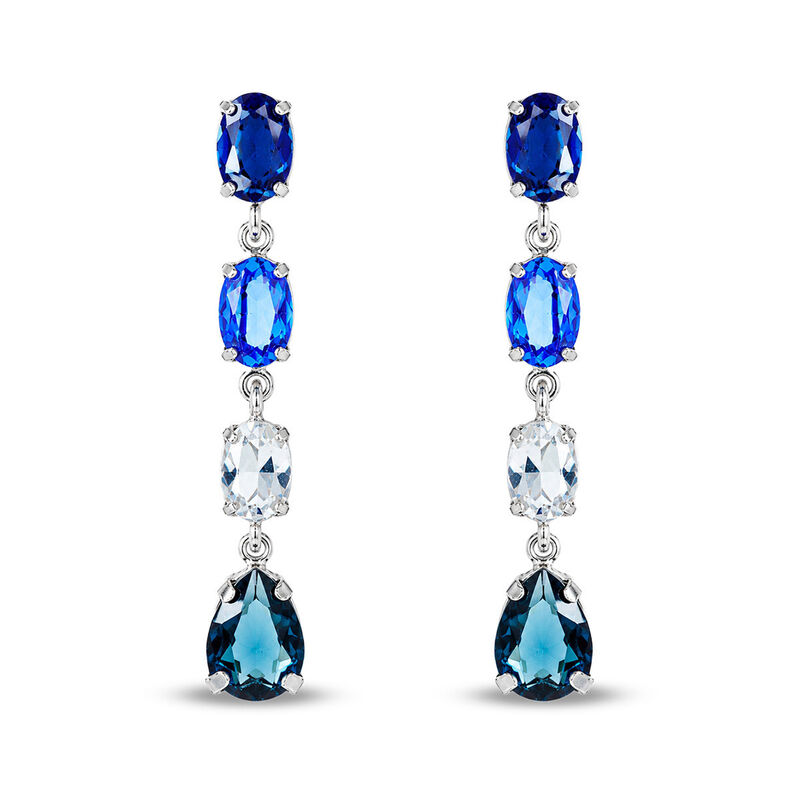Aretes Plata 925 Con Piedras Azules image number null