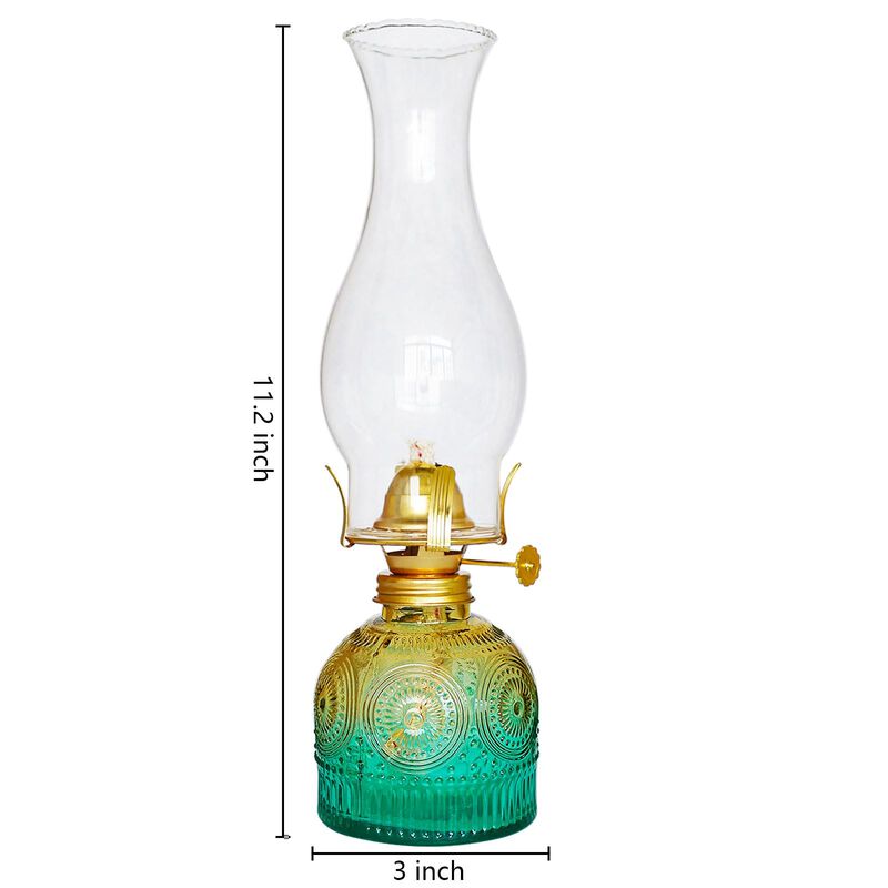 L&aacute;mpara De Aceite Syoenk 27 cm Verde Dorado - J... image number null