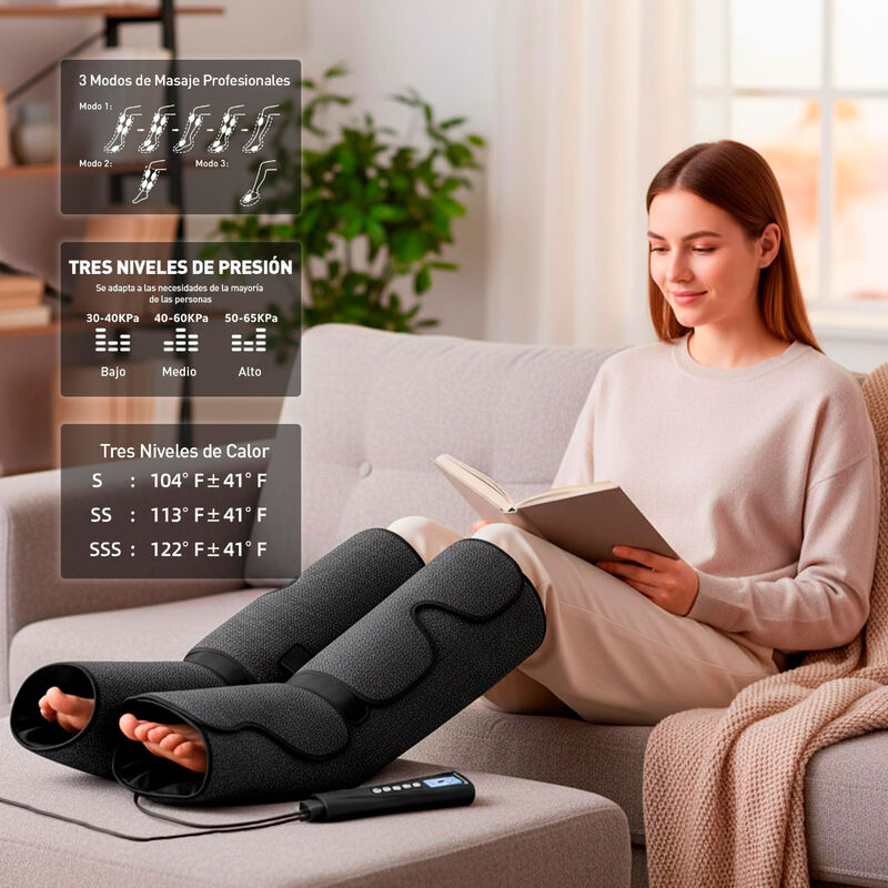 Masajeador de Piernas con Compresi&oacute;n de Aire, 6... image number null