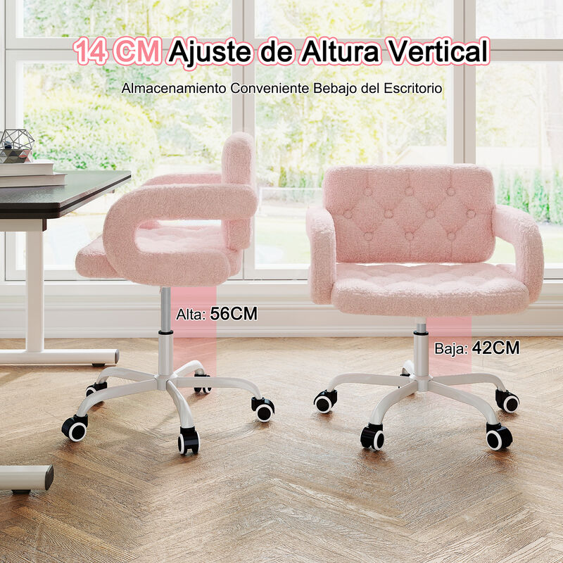 Silla De Escritorio Rosa Con Brazos, Respaldo C... image number null