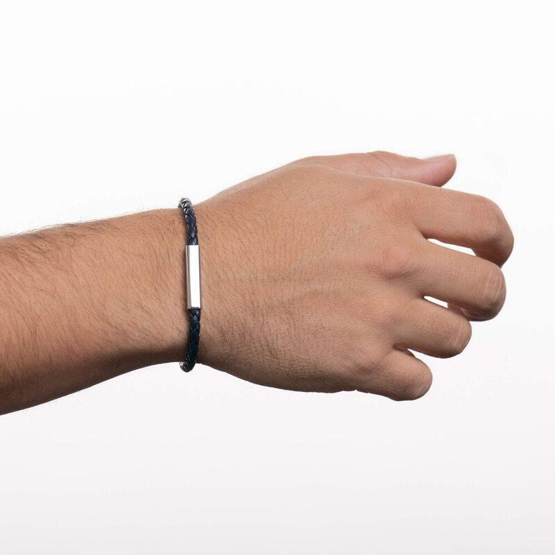 Brazalete Hombre Cuero Piel Pulsera Acero Inoxi... image number null