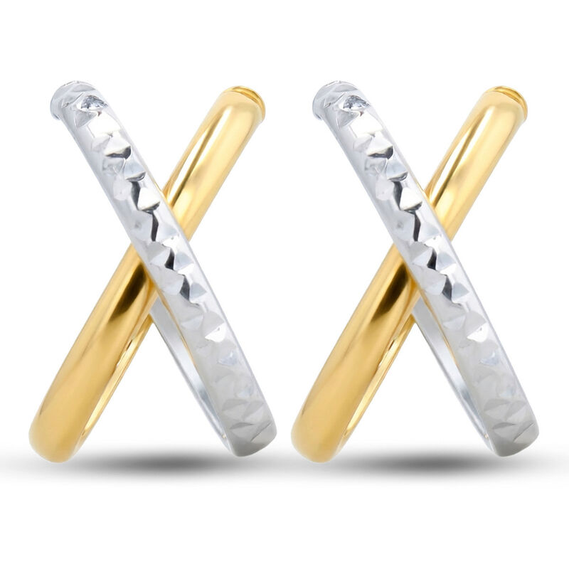 Arracadas Bicolor Diamantadas Oro 10k | Bizzarr... image number null