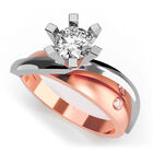 Anillo de Compromiso de 14K con Circonia Talla 95 ORO ROSA CON BLANCO 14K- / M990-14R-CZ-95