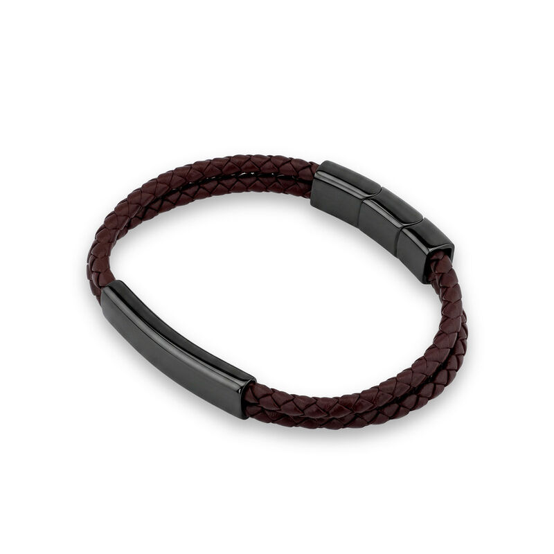 Pulsera De Acero En Color Negro Y Piel En Color... image number null