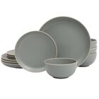 Juego De Vajilla Gibson Home Rockaway Grey Mate 12 Piezas Para 4