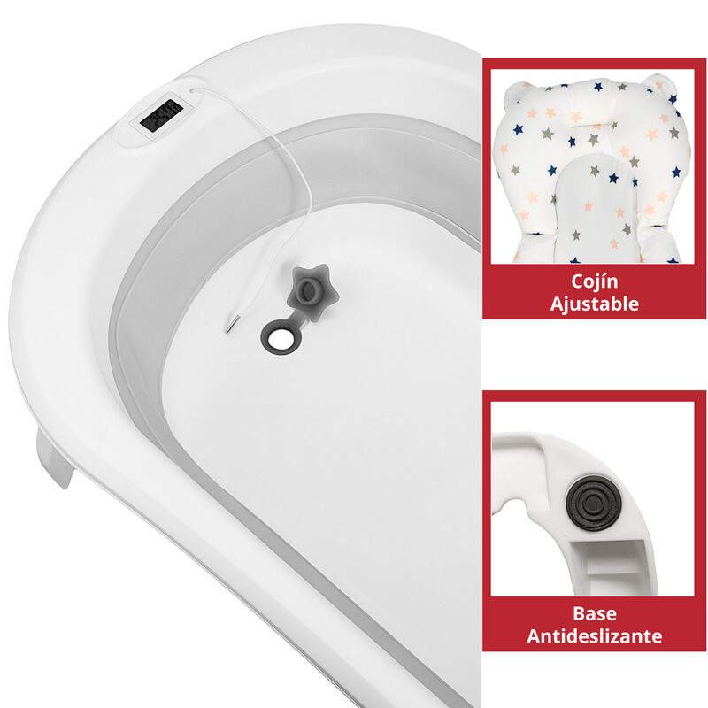 Bañera para Bebé Plegable con Cojín Tapón de Dr... image number null