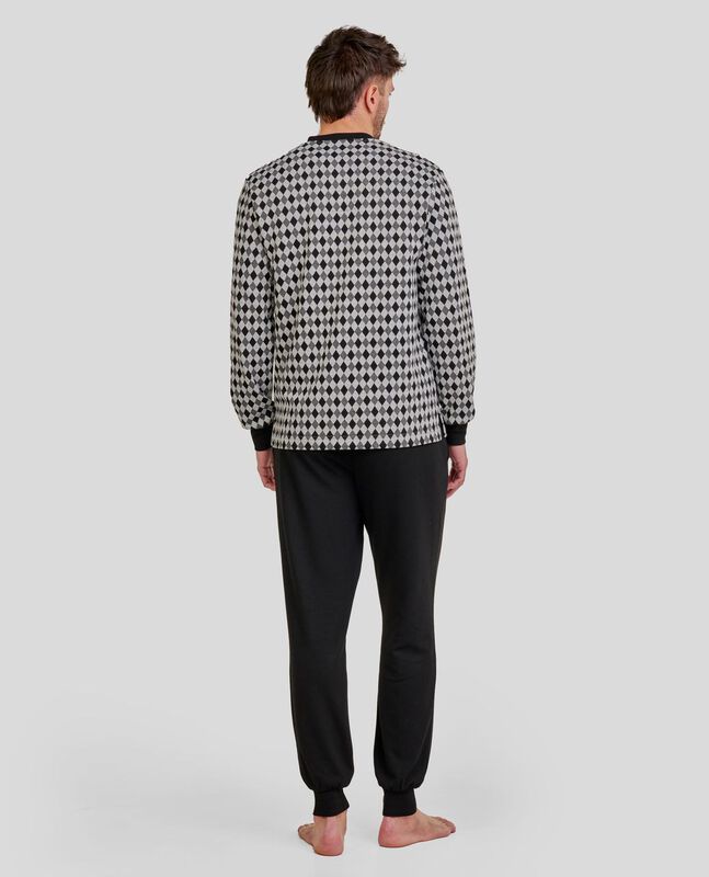 Pijama de Hombre con Dibujo de Rombos Negro image number null