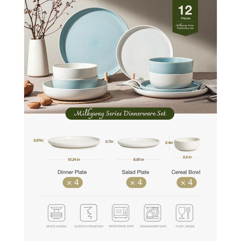 Juego De Vajilla Famiware 12 Piezas Beige Azul image number null