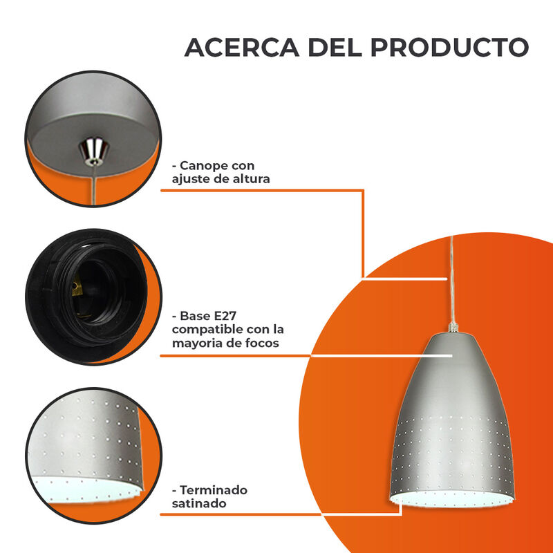 Lampara Colgante Color Aluminio Satinado Alumin... image number null