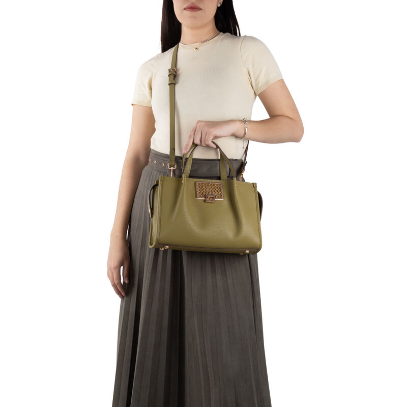 Bolsa Satchel Medianocon Herraje Color Verde image number null