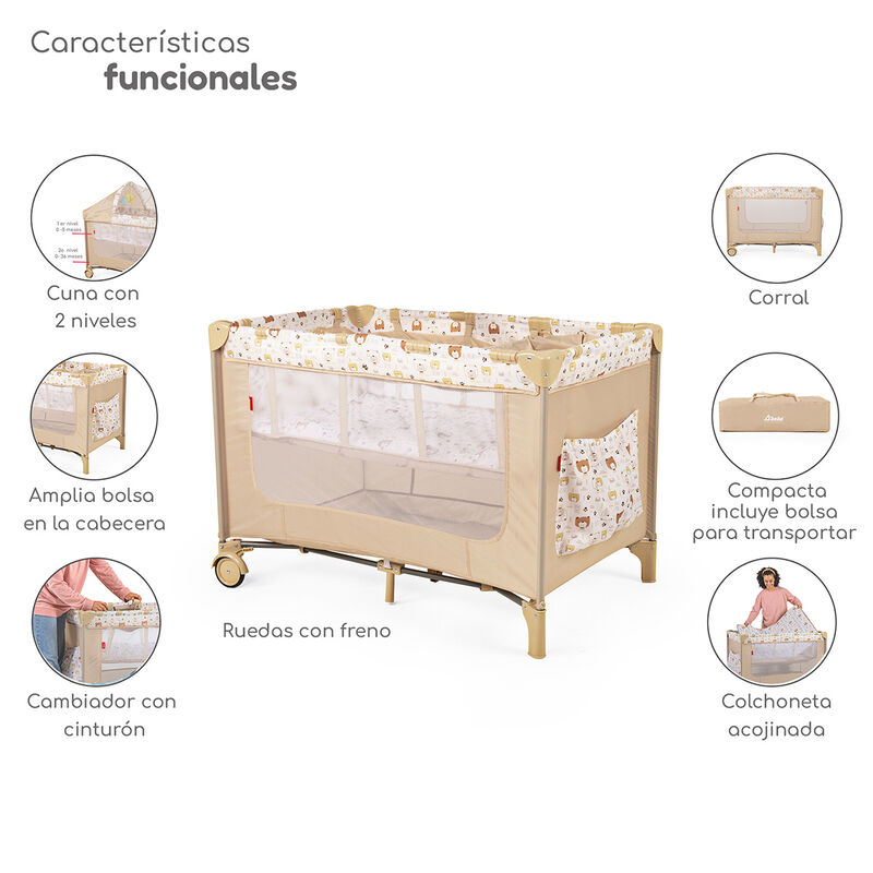 Cuna Corral Plegable con Cambiador y Dos Nivele... image number null