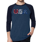 Camiseta Ragl&aacute;n de B&eacute;isbol Word Art Para Hombre - Fuegos Artificiales USA - Gris Marino