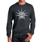 Sudadera De Cuello Redondo Word Art Para Hombre - Calavera Libertad - Gris