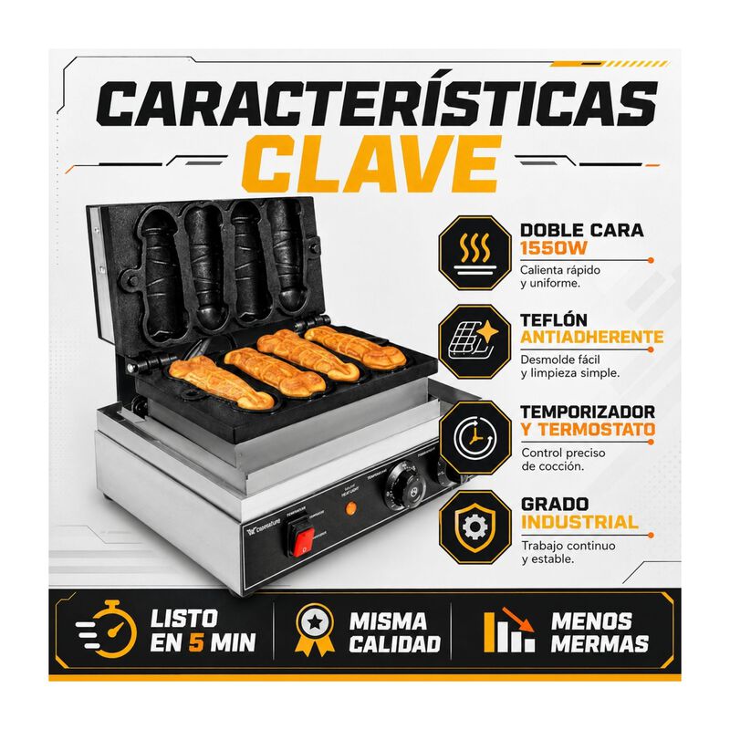 Wafflera Antiadherente El&eacute;ctrica Moldes Figuras... image number null