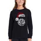 Camiseta De Manga Larga Word Art Para Ni&ntilde;a - Santa Claus - Negro