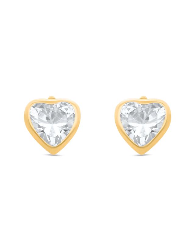Broqueles De Corazon En Oro Amarillo 14k Con Zi... image number null