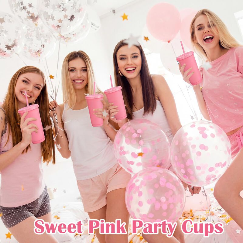 Vasos De Pl&aacute;stico Rosa Honeydak 60 piezas Con T... image number null