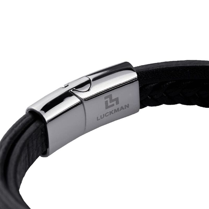 Pulseras Hombre, Brazaletes Cuero Y Acero Inoxi... image number null