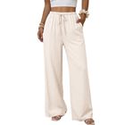 Pantalones Duyang Algod&oacute;n y Lino Palazzo Color Albaricoque XL