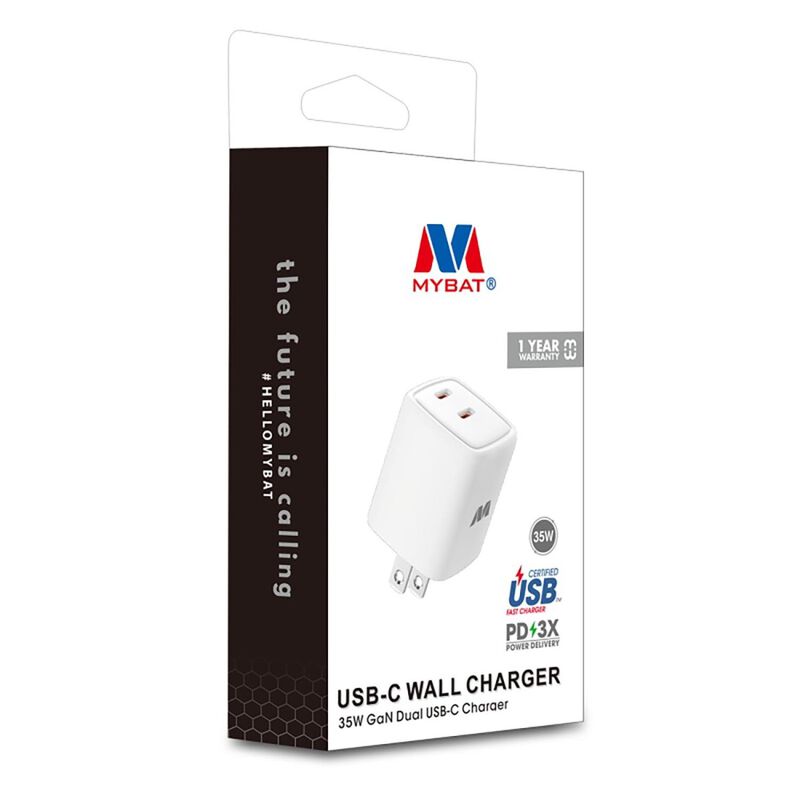 Cargador Ac Mybat Dual Usb-c 35w Gan Universal ... image number null