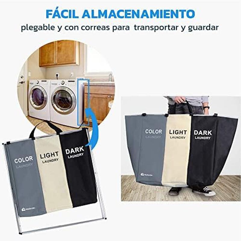 Cesto para Ropa Sucia Plegable 3 Compartimentos... image number null