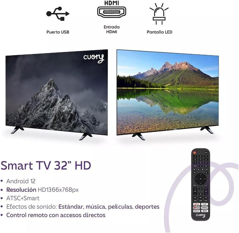 Pantalla Cuory Wt-32hx 32pul Android Tv Led Fhd image number null