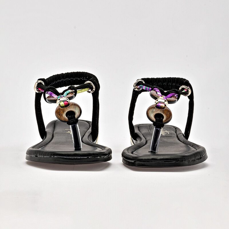 Mora Tierra sandalia piso para mujer negro cod ... image number null