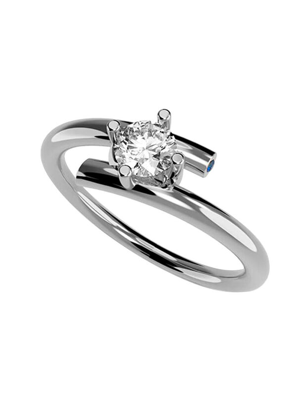 Anillo de Compromiso en Oro Blanco 10K con Circ... image number null