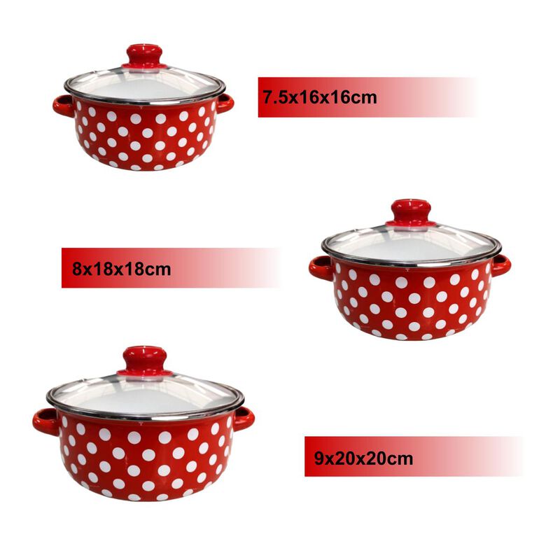 Juego de ollas roja de Peltre con tapa 6 pz Goo... image number null