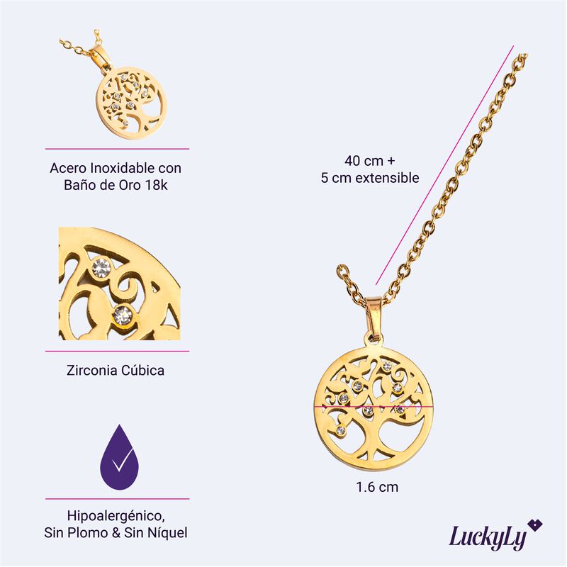 Collar Mujer &Aacute;rbol De Vida, Joyer&iacute;a Acero Inoxi... image number null